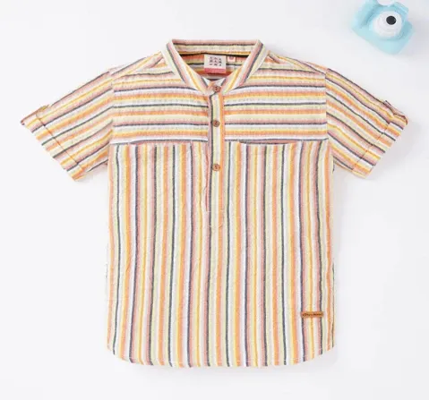 Boys Striped Printed Shirt