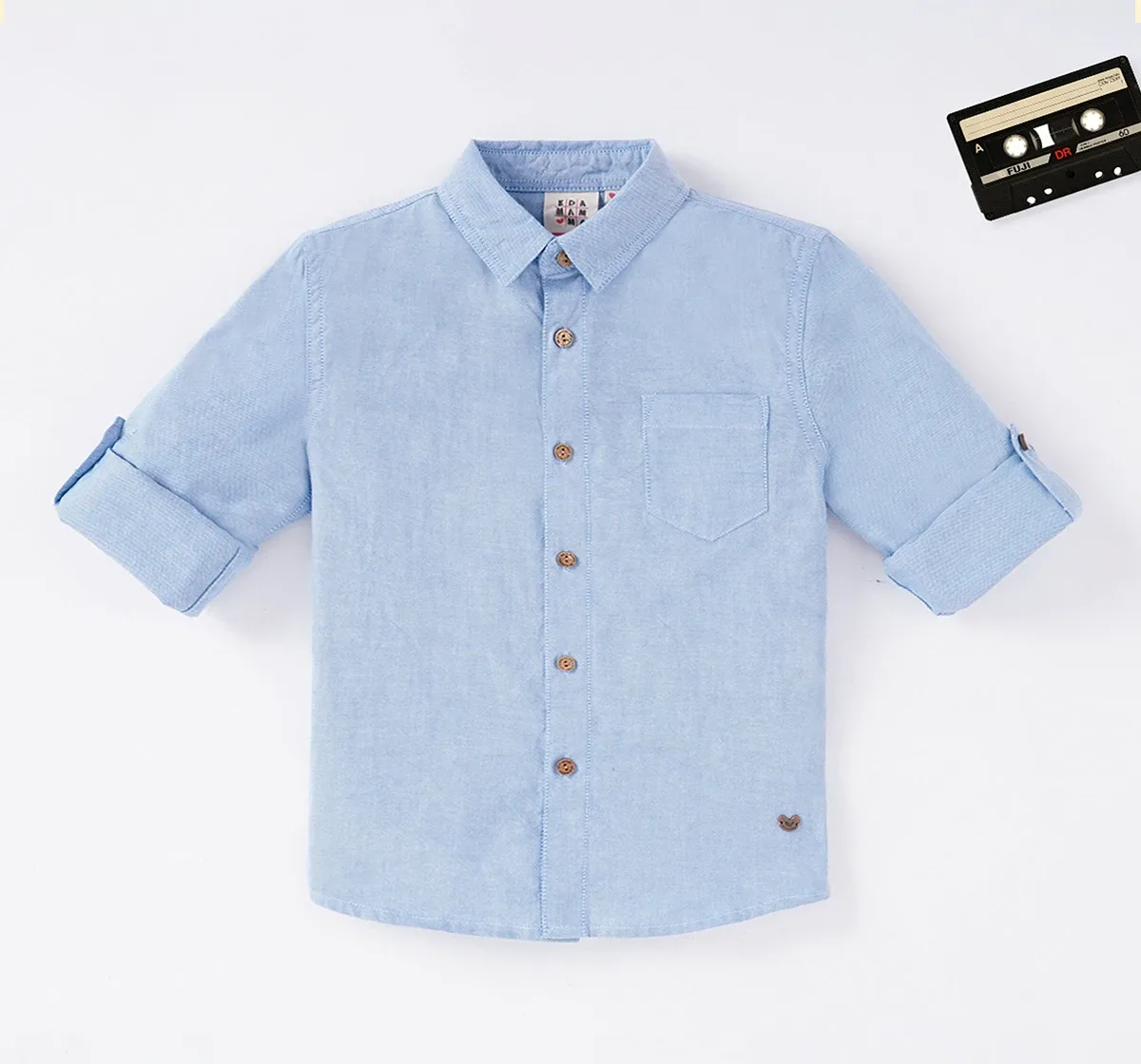 Boys Full Sleeves Solid Collar Shirt