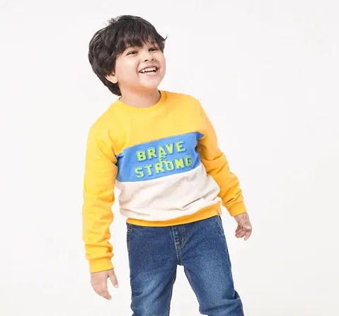Boys Full Sleeves Embossed Sweatshirt