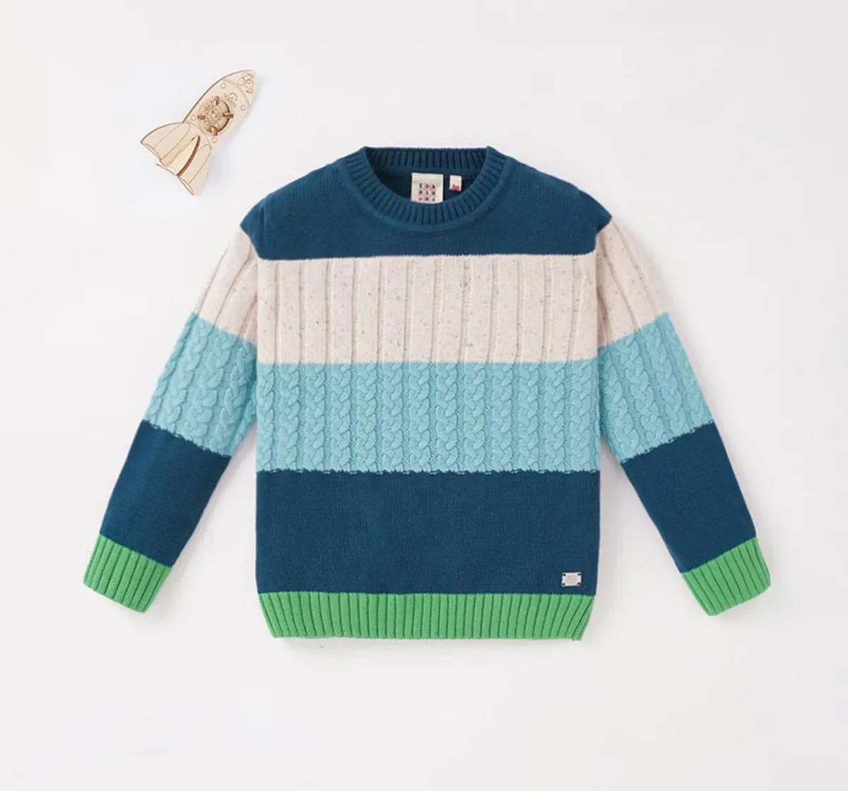 Boys Crew Neck Color Block Sweater