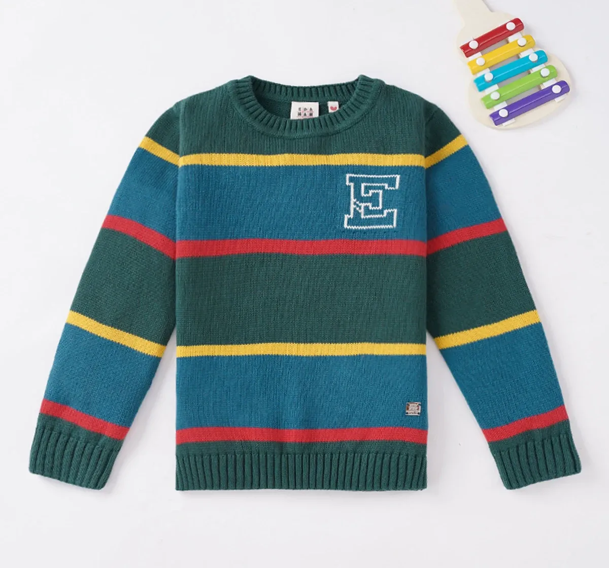 Boys Color Block Striped Sweater