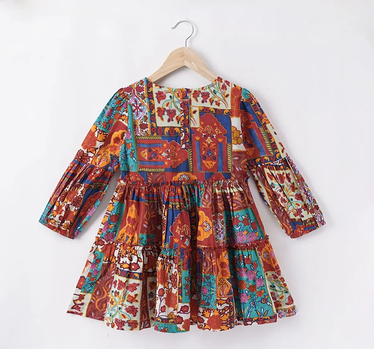 Girls Printed Patch Work Dress