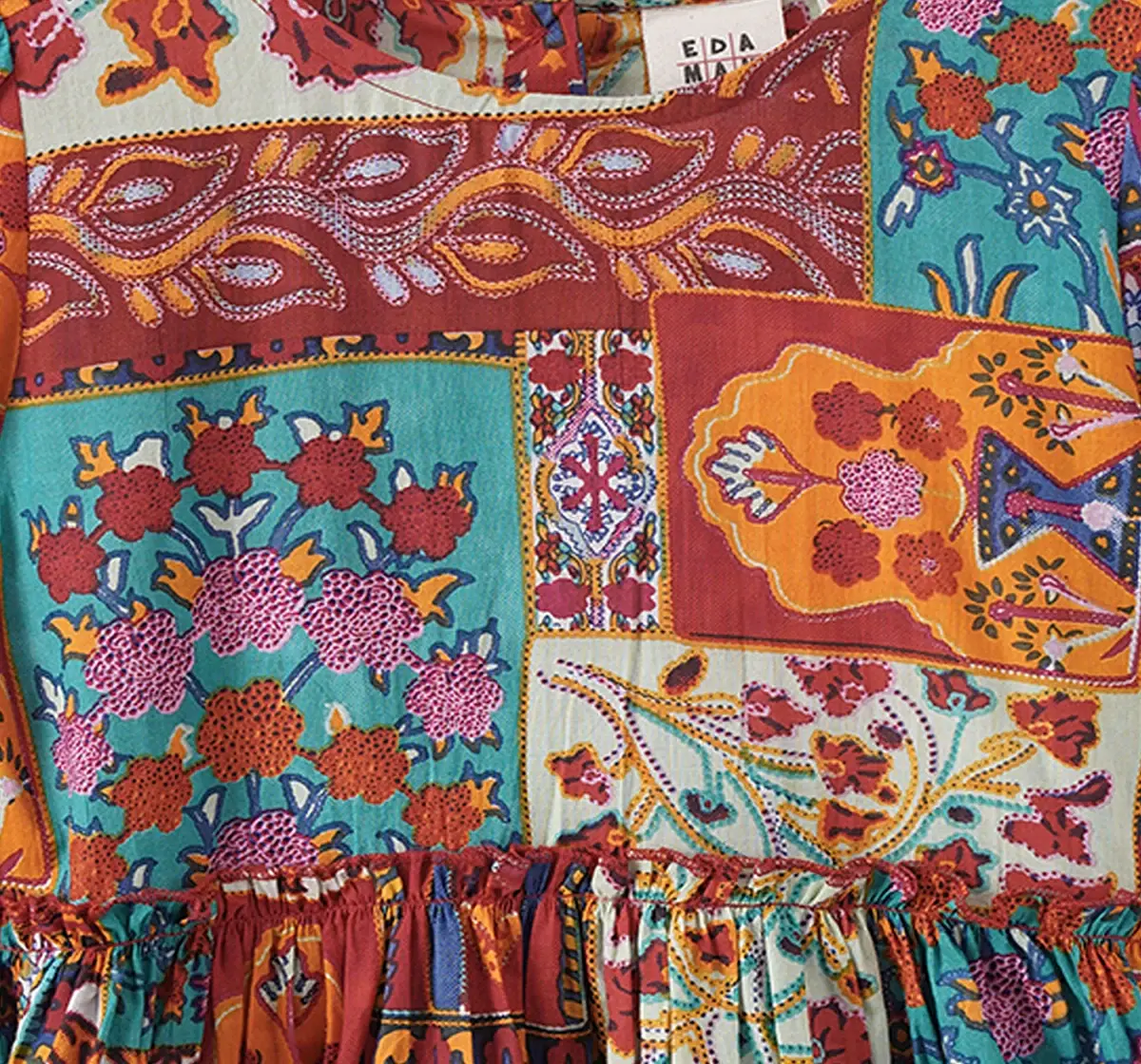 Girls Printed Patch Work Dress