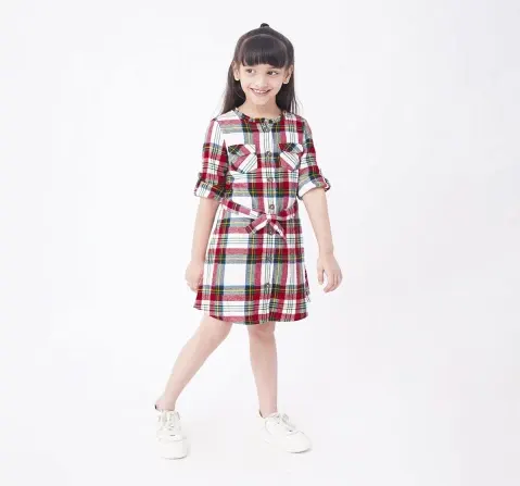 Girls Front Placket A-Line Dress