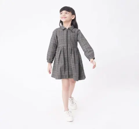 Girls Checkered Zipper Dress