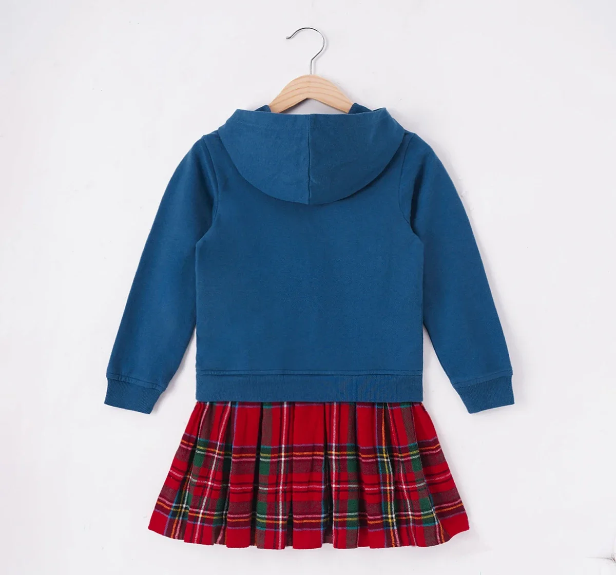 Girls Mix-Match Dress Knit Sweatshirt With Pleated Skirt