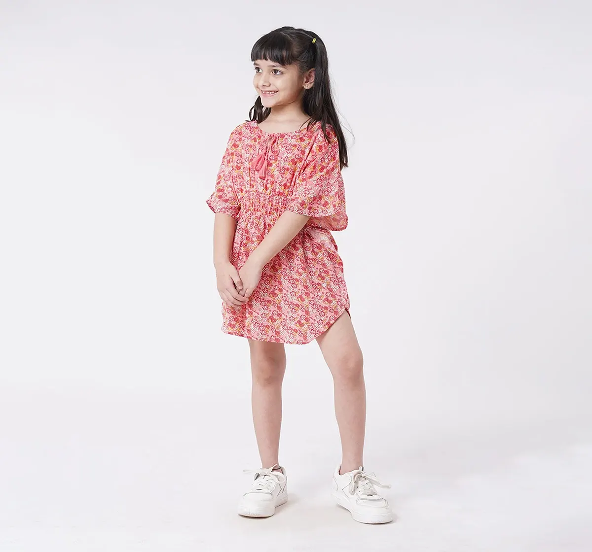 Girls Floral Print Kimono Dress