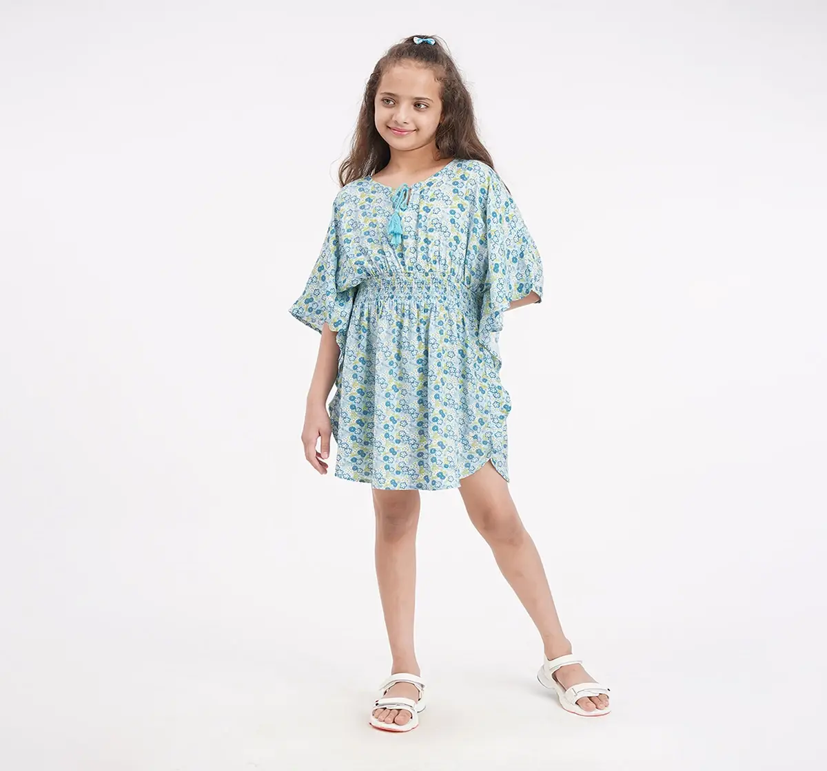 Girls Floral Print Kimono Dress