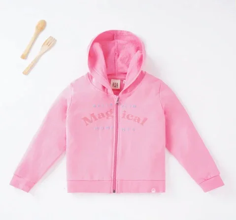 Girls Knit Jacket With A Chest Print