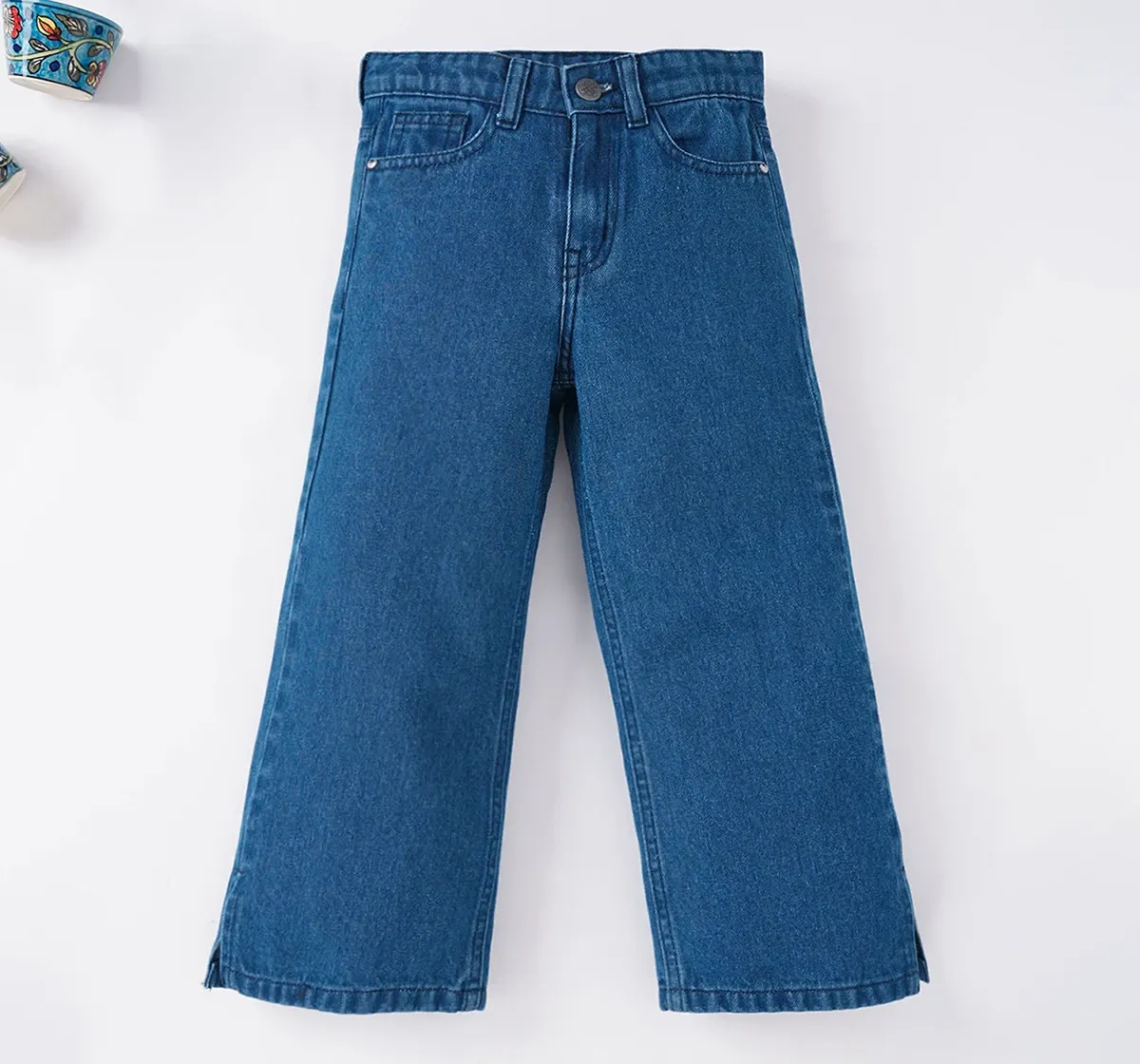 Girls Straight Denim With A Side Slit