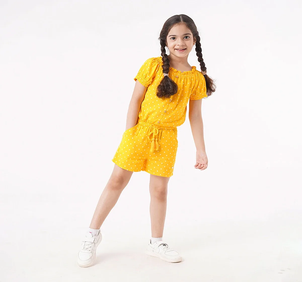 Girls Polka Printed Jumpsuit