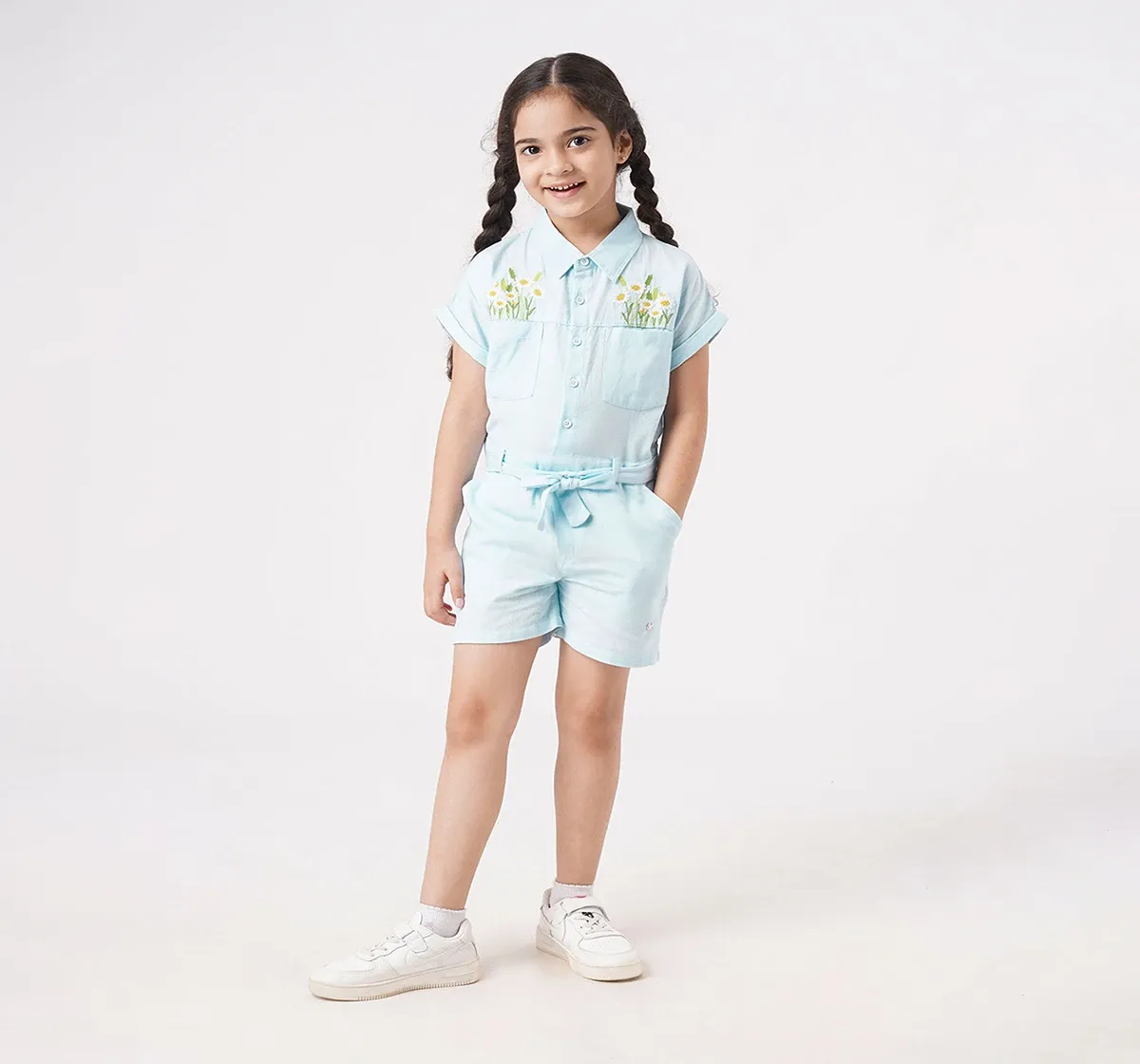 Girls Embroidered Jumpsuit