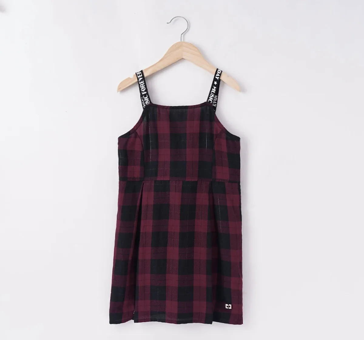 Girls Check Dress With Inner Tee