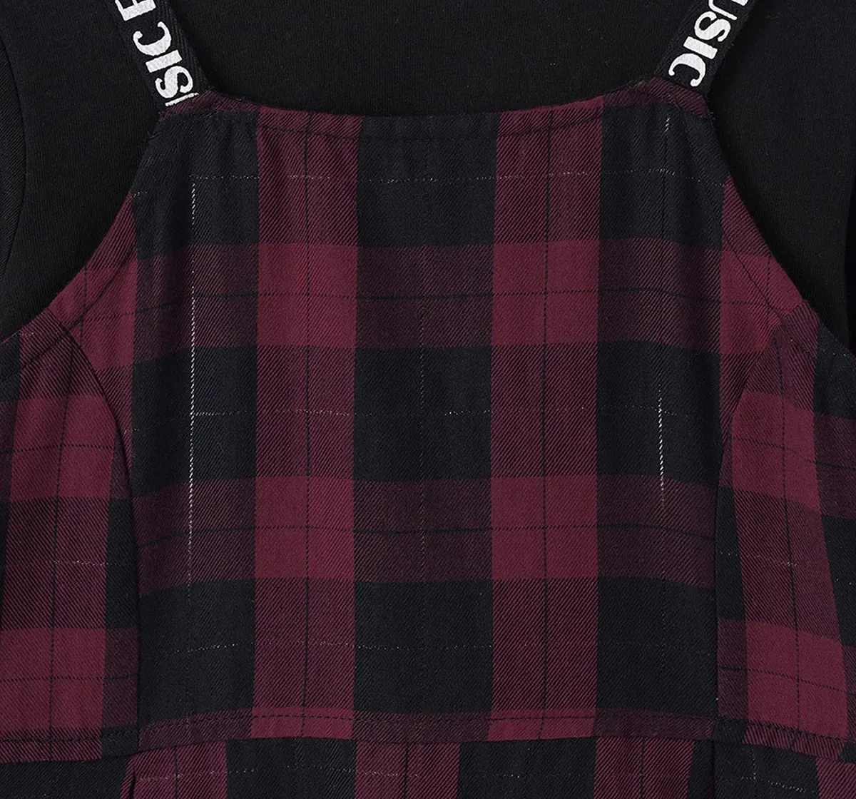 Girls Check Dress With Inner Tee