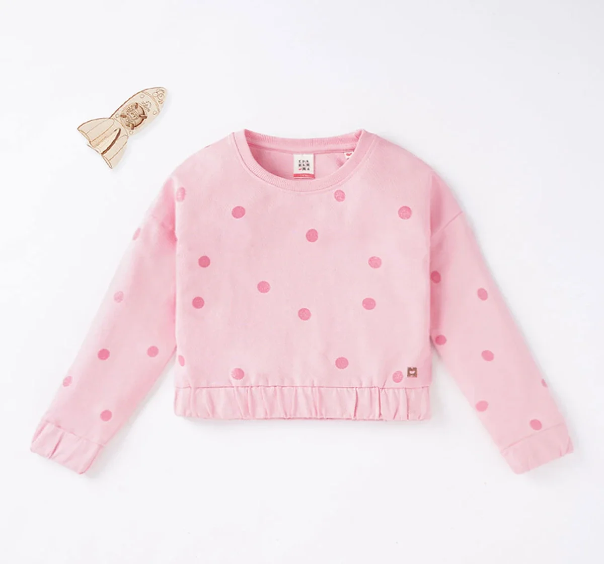Girls Polka Printed Sweatshirt