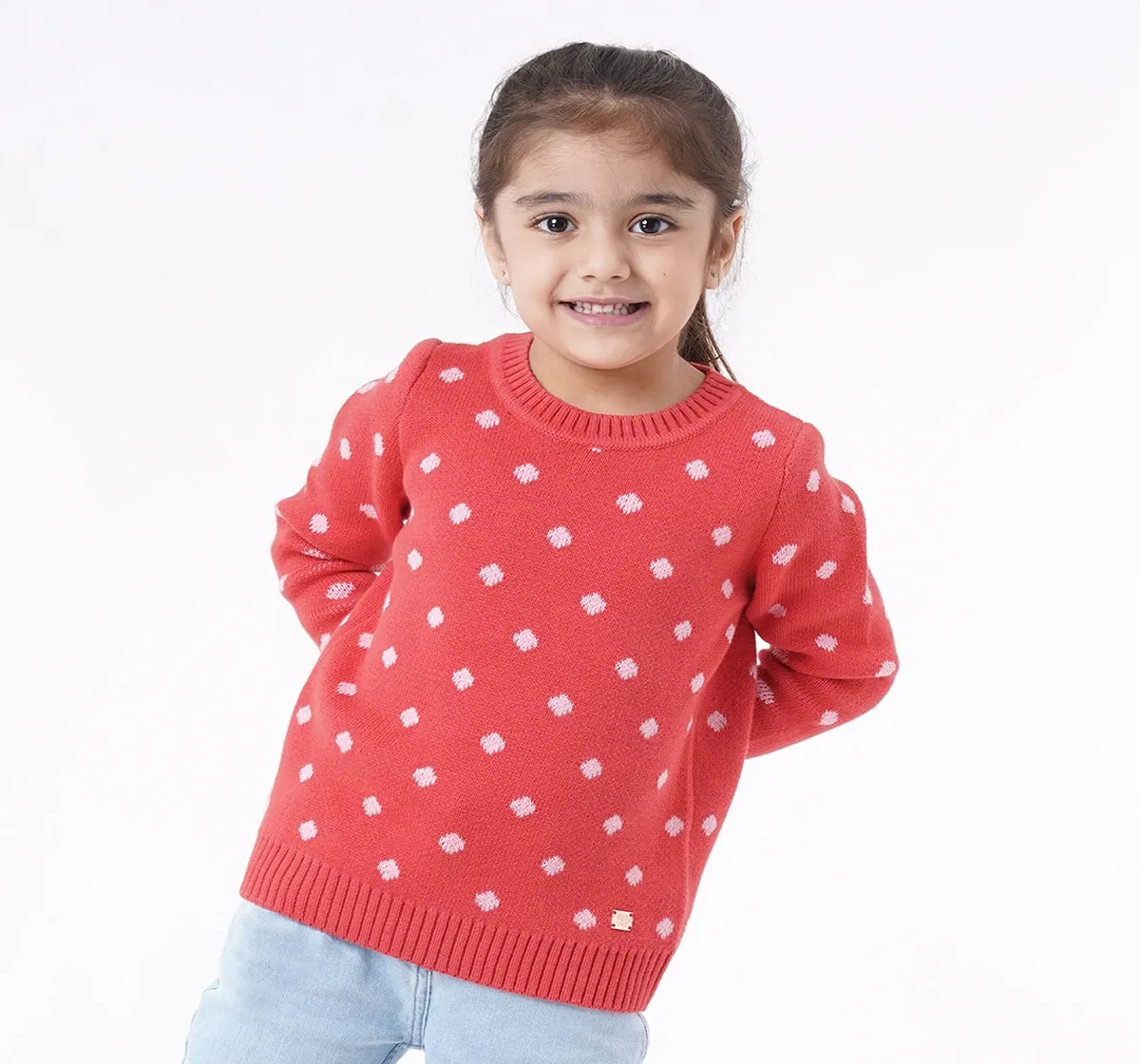 Girls Polka Design Sweater