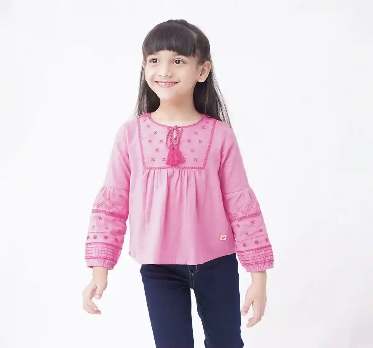 Girls Full Sleeves Embroidered Top