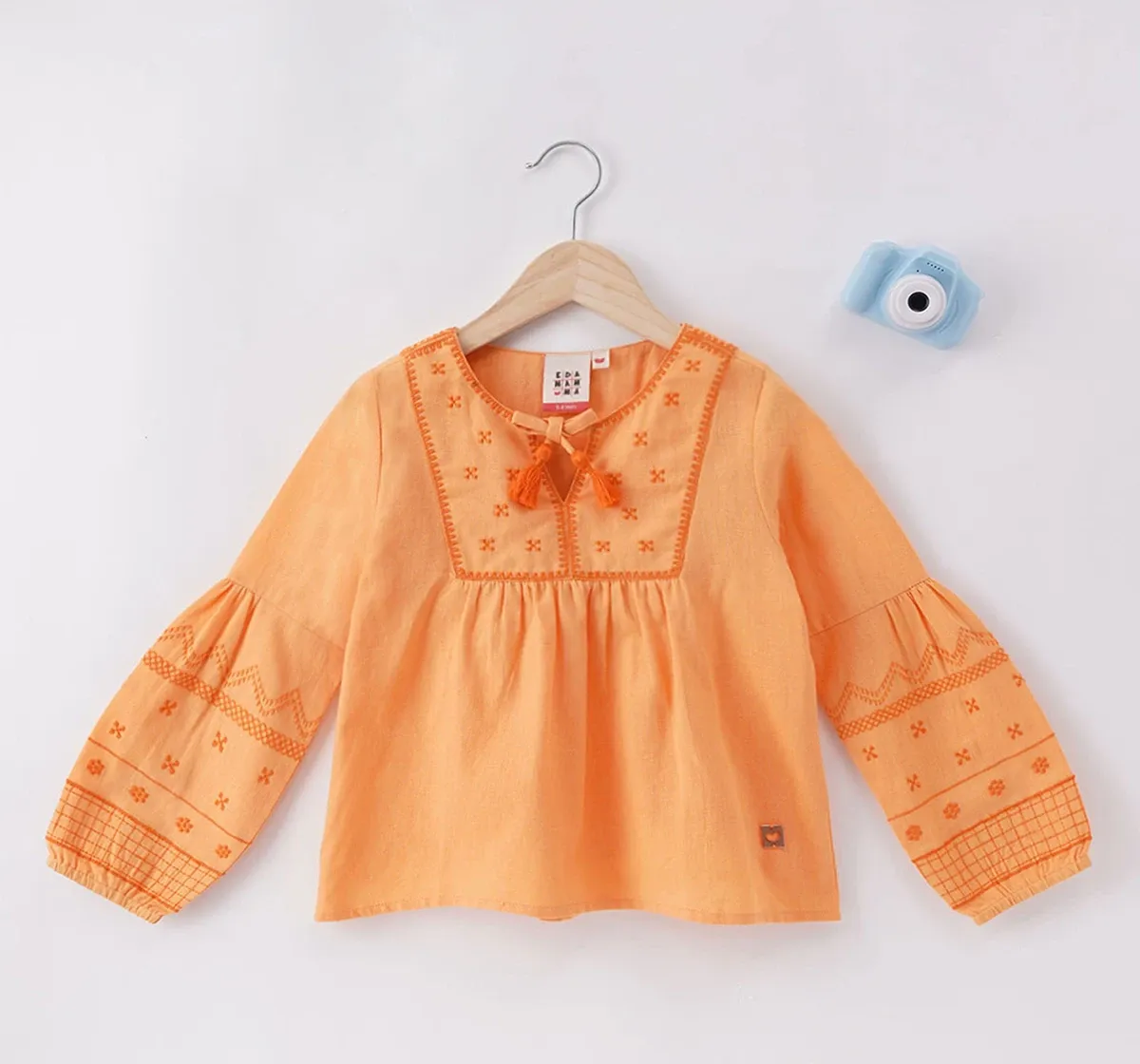 Girls Full Sleeves Embroidered Top