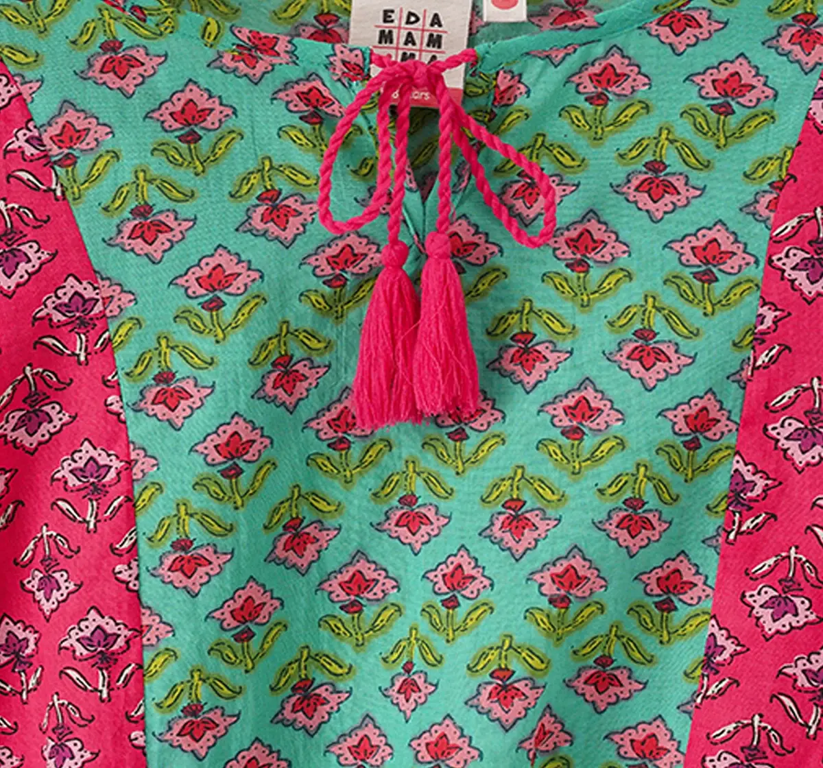 Girls Cut And Sew Block Printed Top