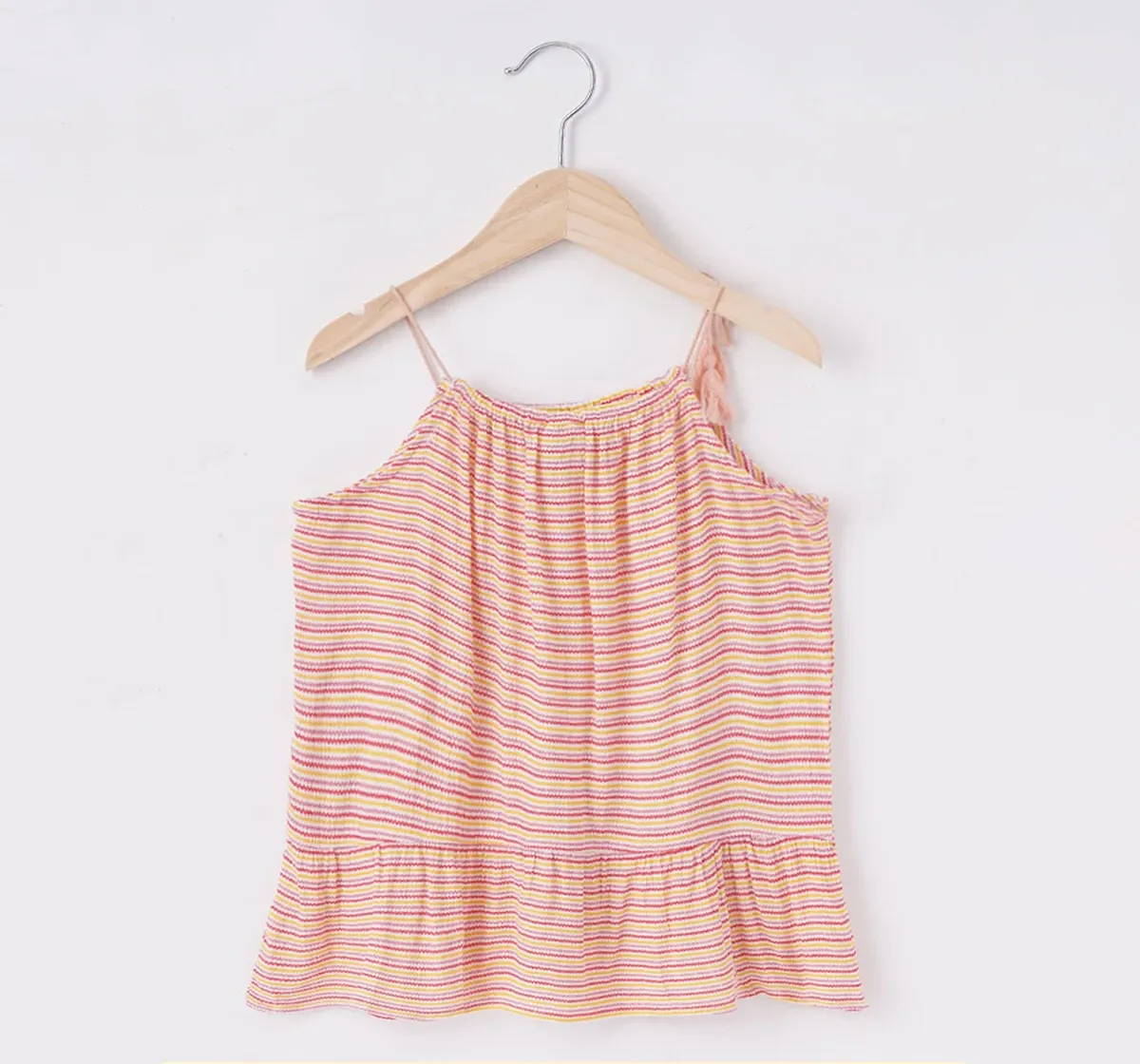 Girls Tie Up Multi Colar Striped Top