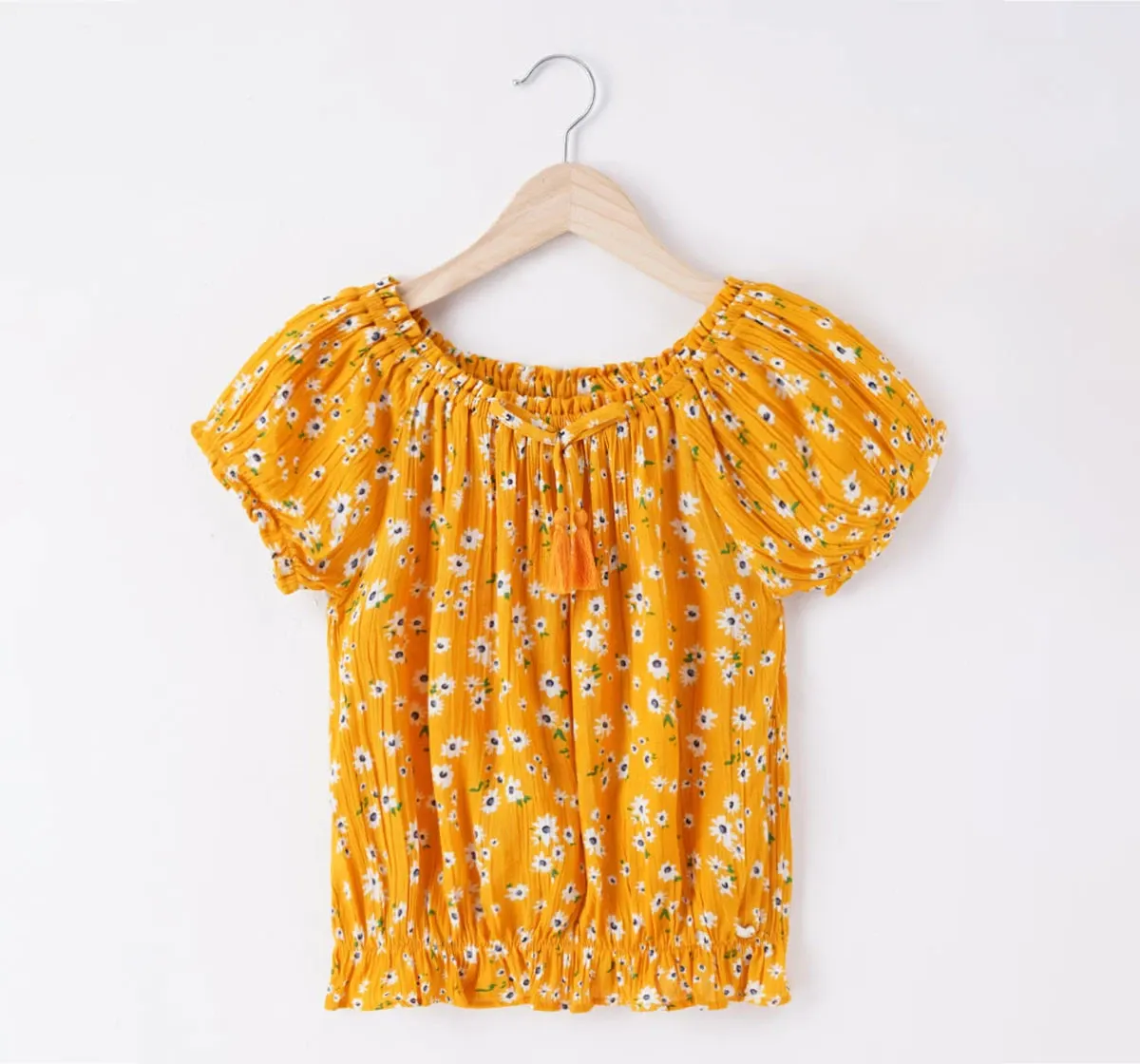 Girls Crinkled Floral Top
