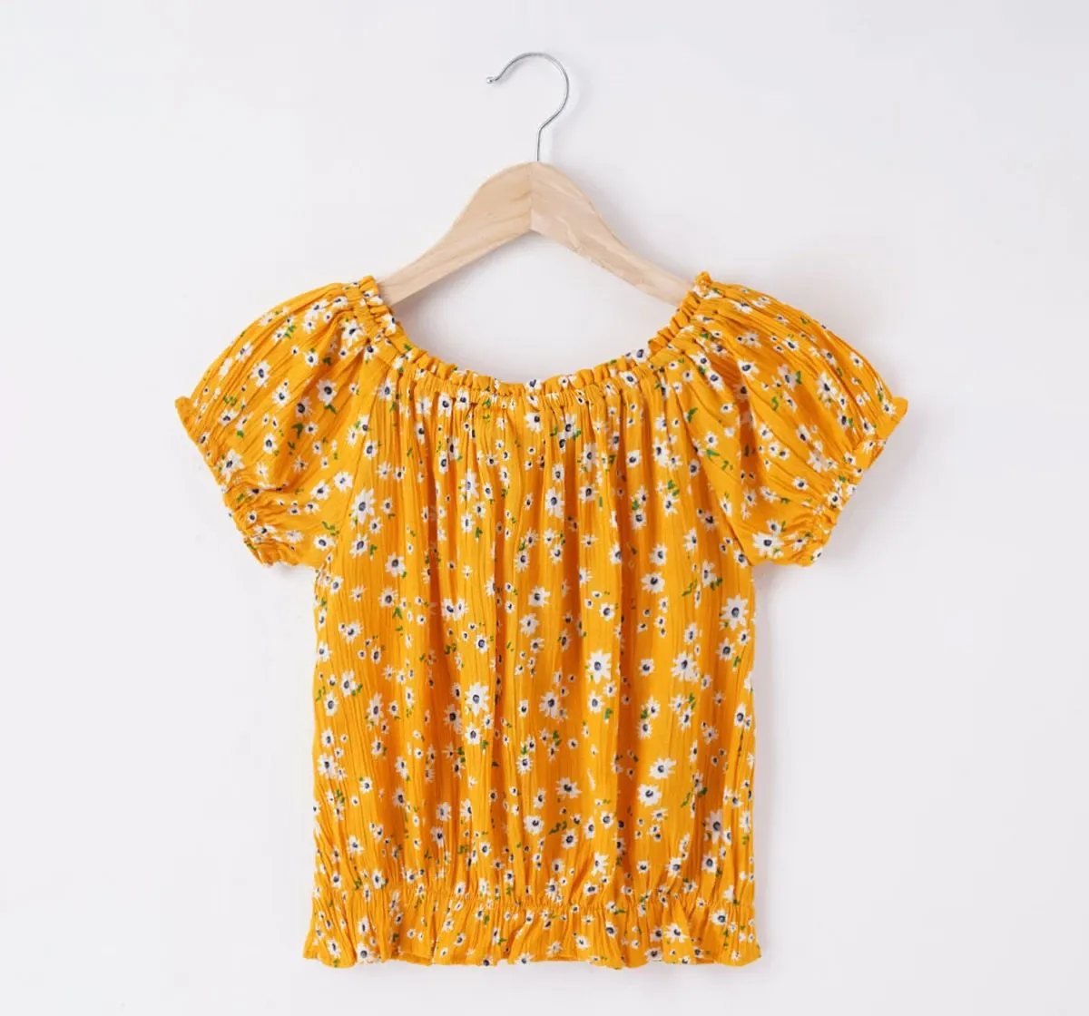 Girls Crinkled Floral Top