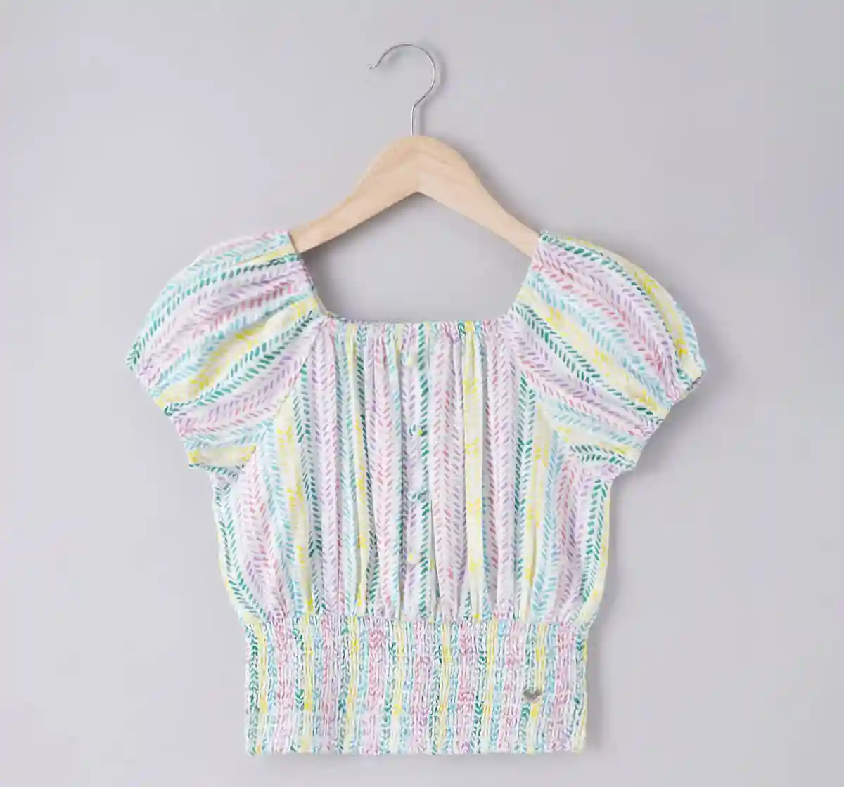 Girls All Over Printed Smocked Top