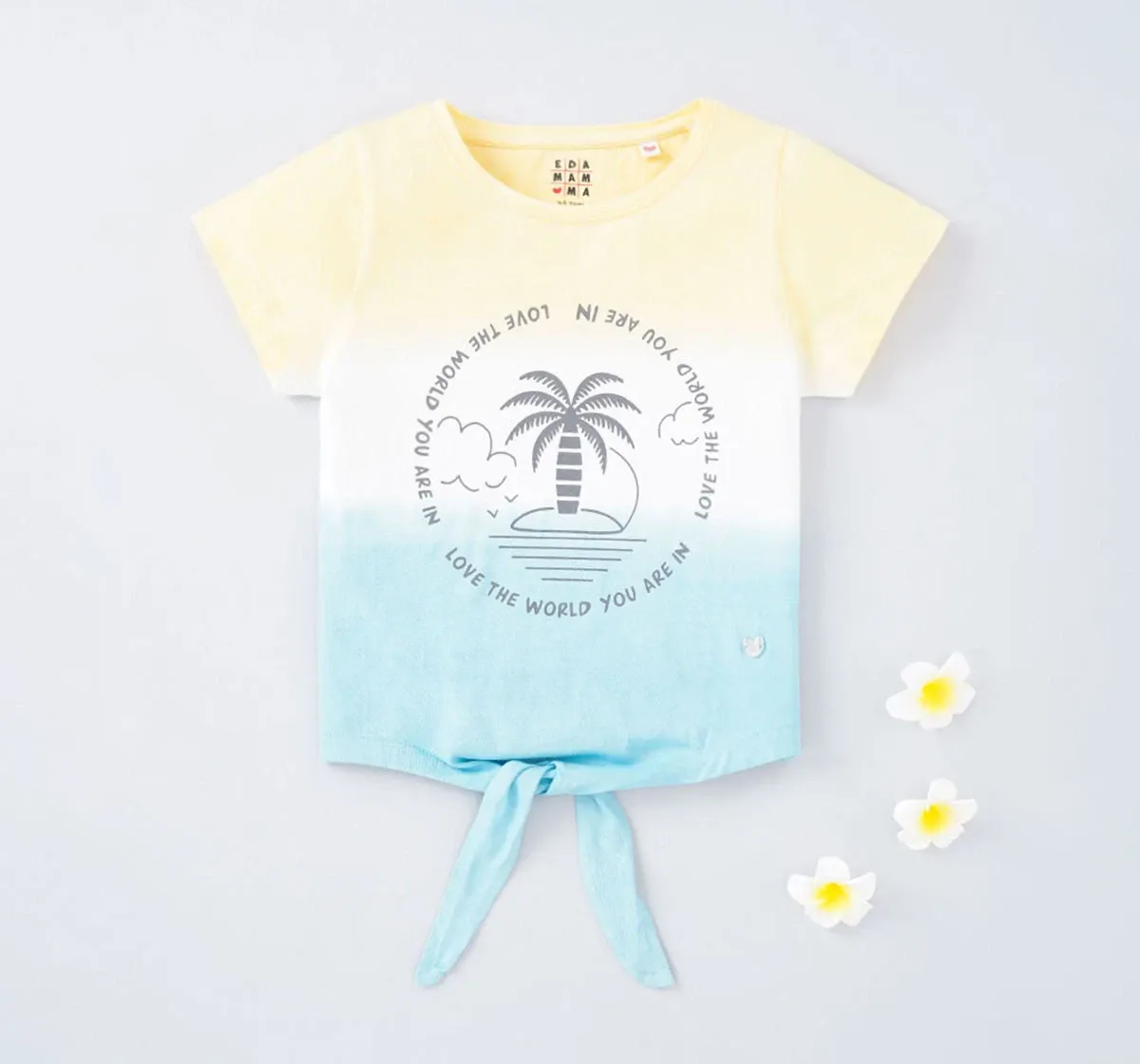 Girls Tie Dye Printed Tie Up Tee