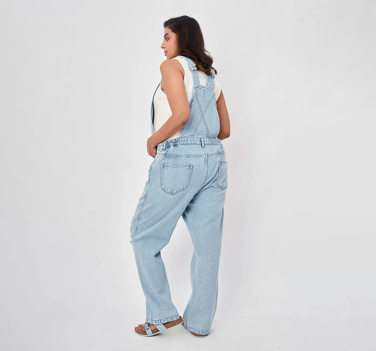 Maternity Sleeveless Dungaree Sets -Pack of 2-Light Blue