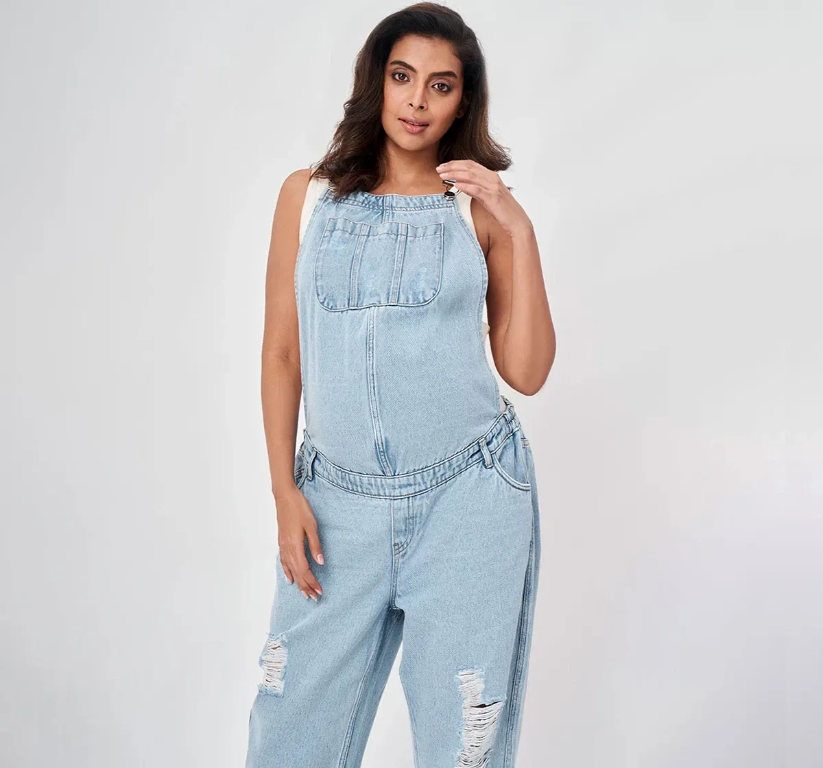 Maternity Sleeveless Dungaree Sets -Pack of 2-Light Blue