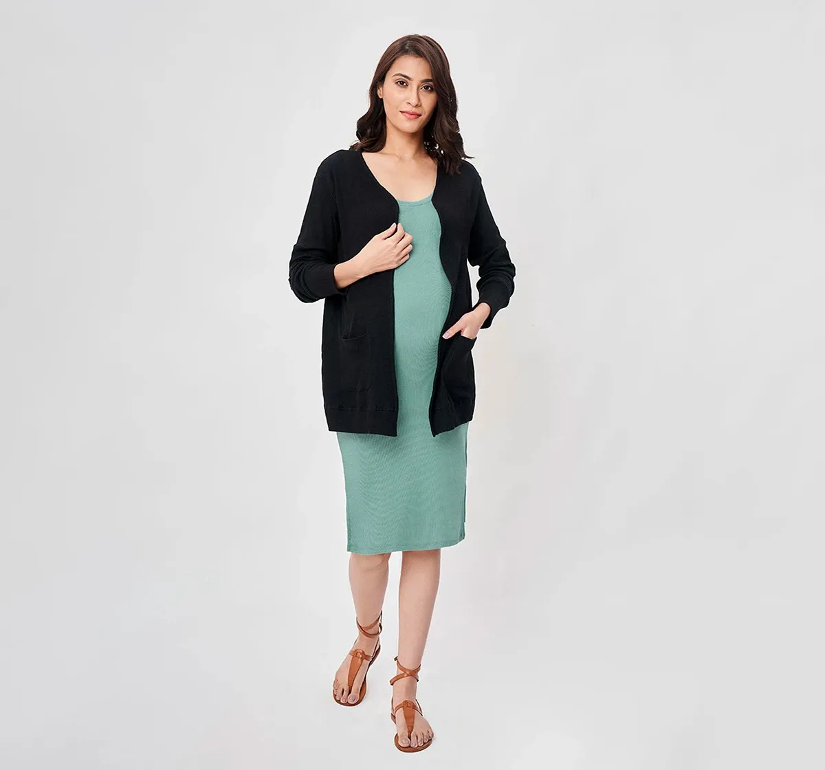 Maternity Over Throw Shrug Full Sleeves Shrugs -Black