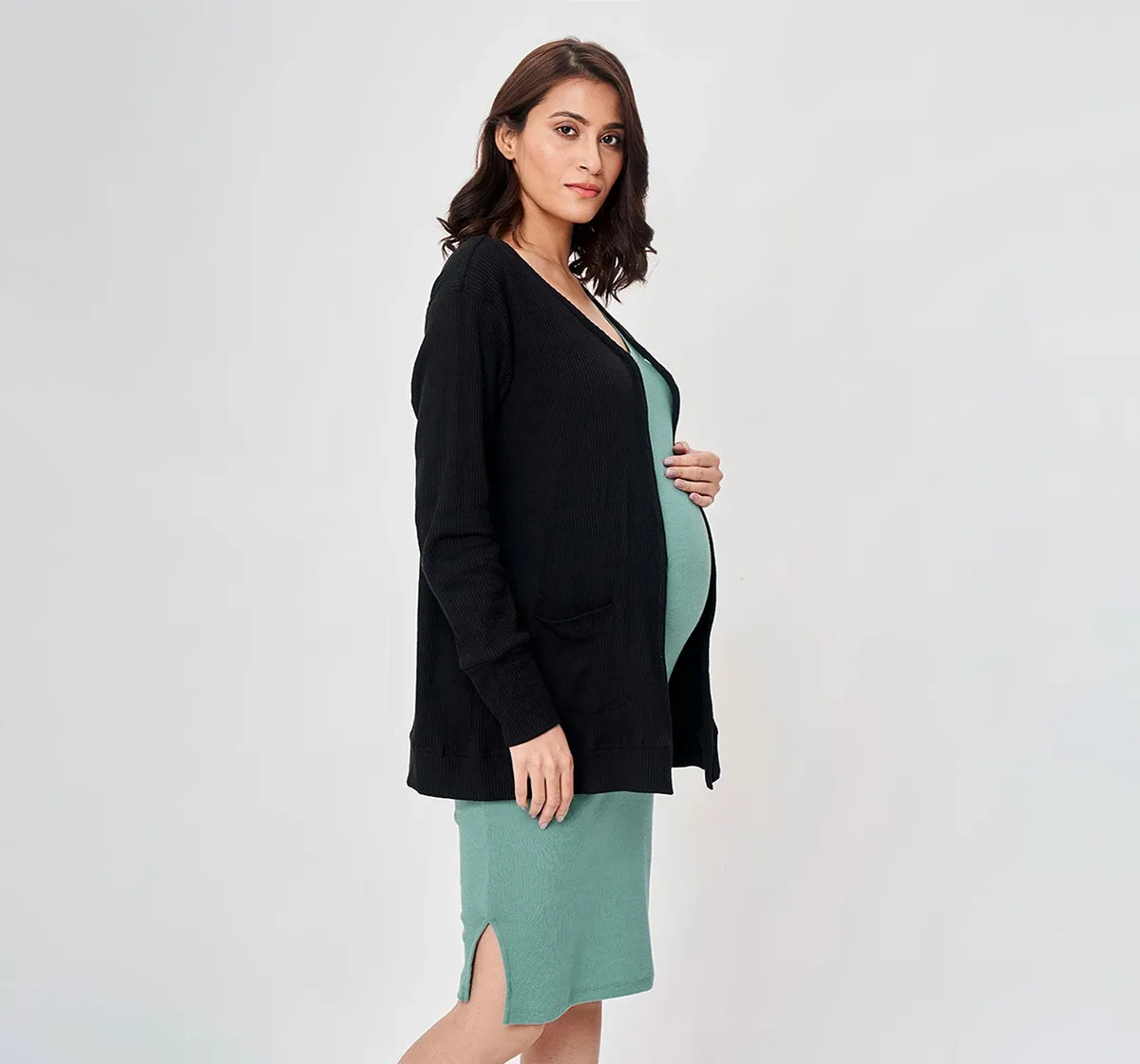 Maternity Over Throw Shrug Full Sleeves Shrugs -Black