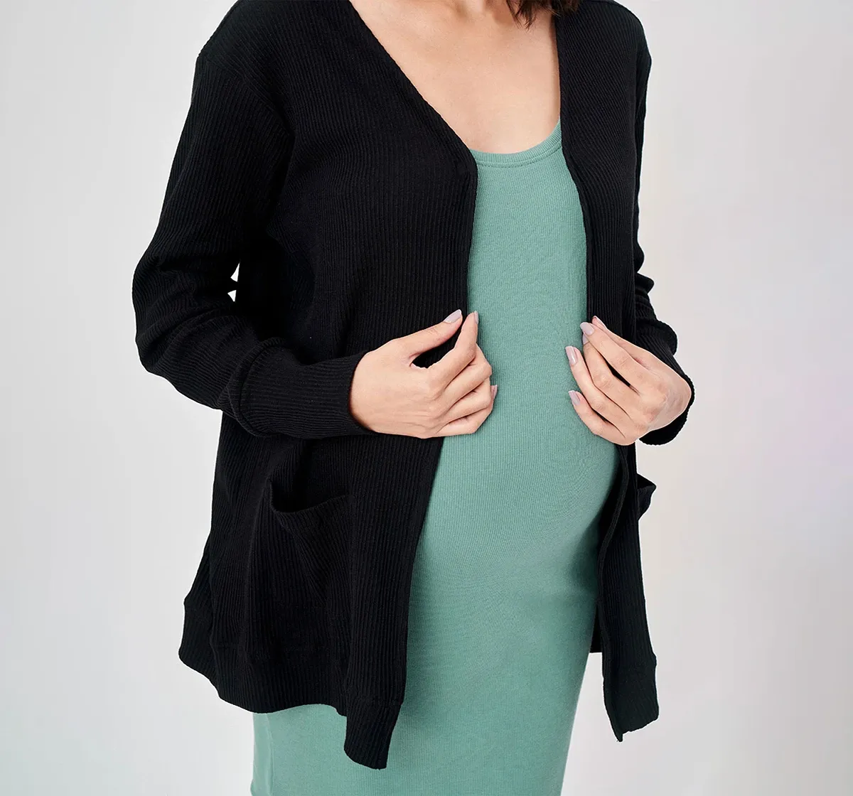 Maternity Over Throw Shrug Full Sleeves Shrugs -Black