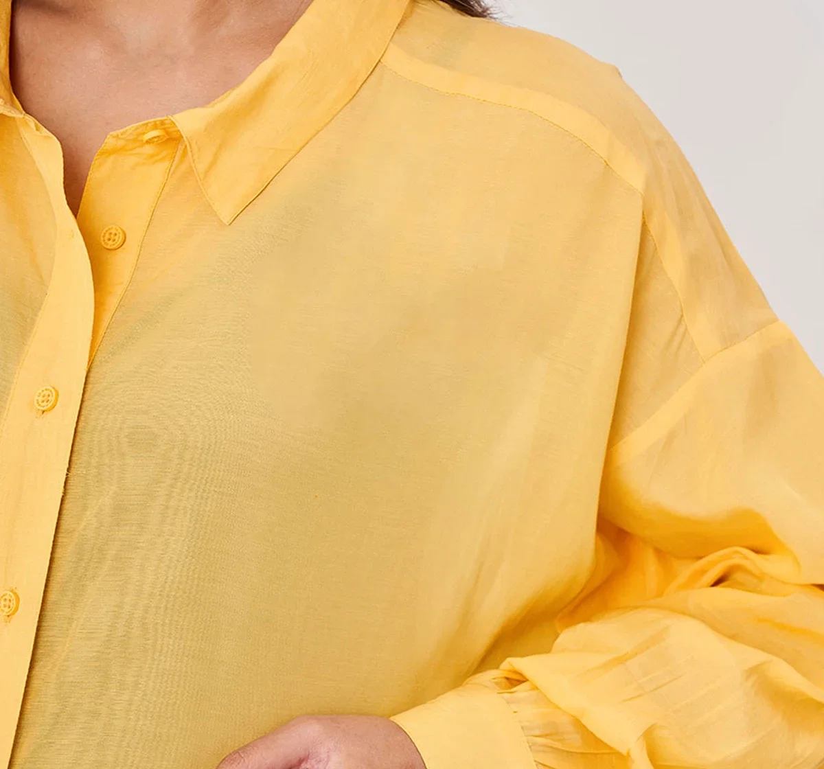 Maternity Solid Full Sleeves Shirts -Yellow