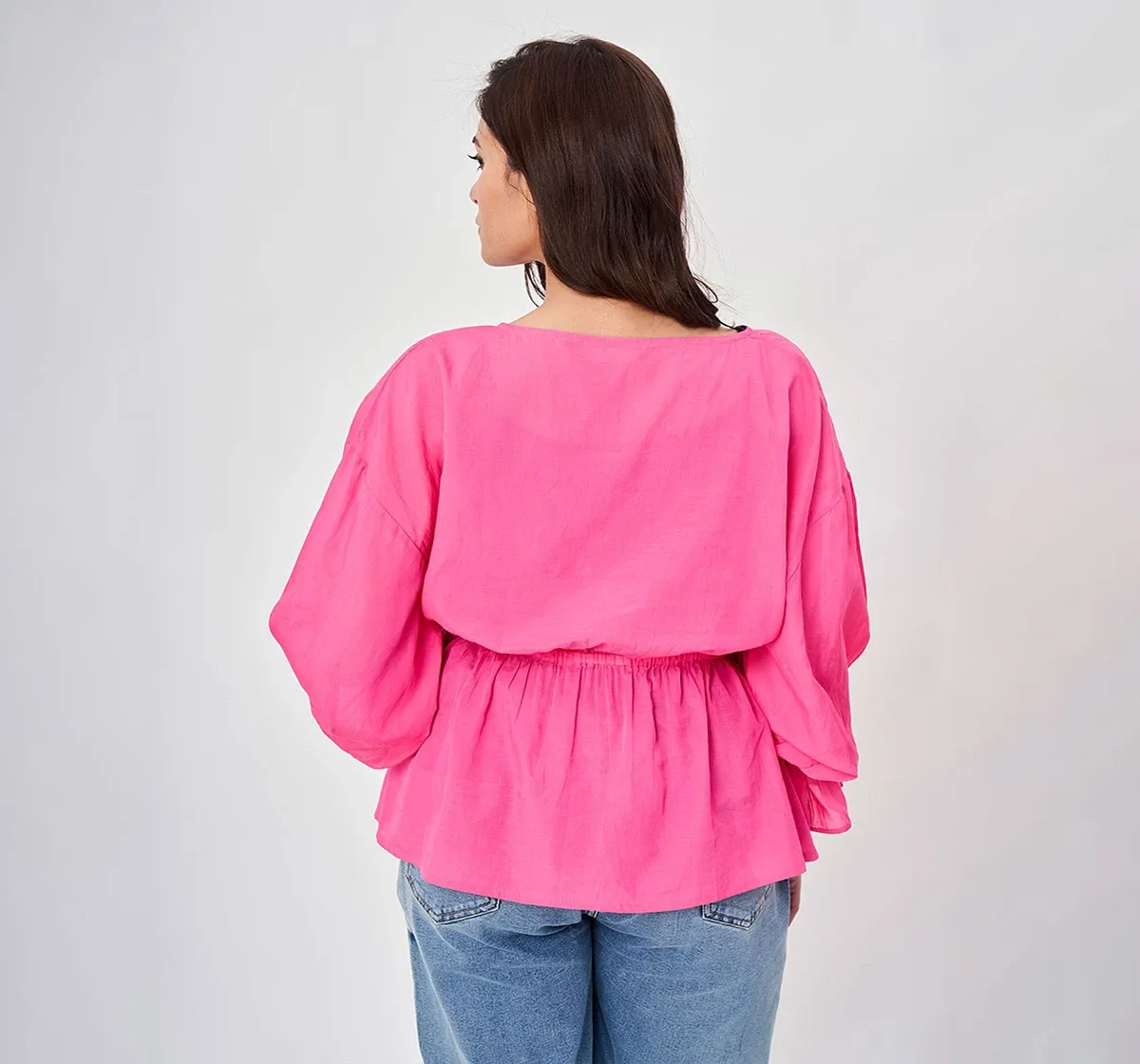 Maternity Solid Full Sleeves Tops -Pink