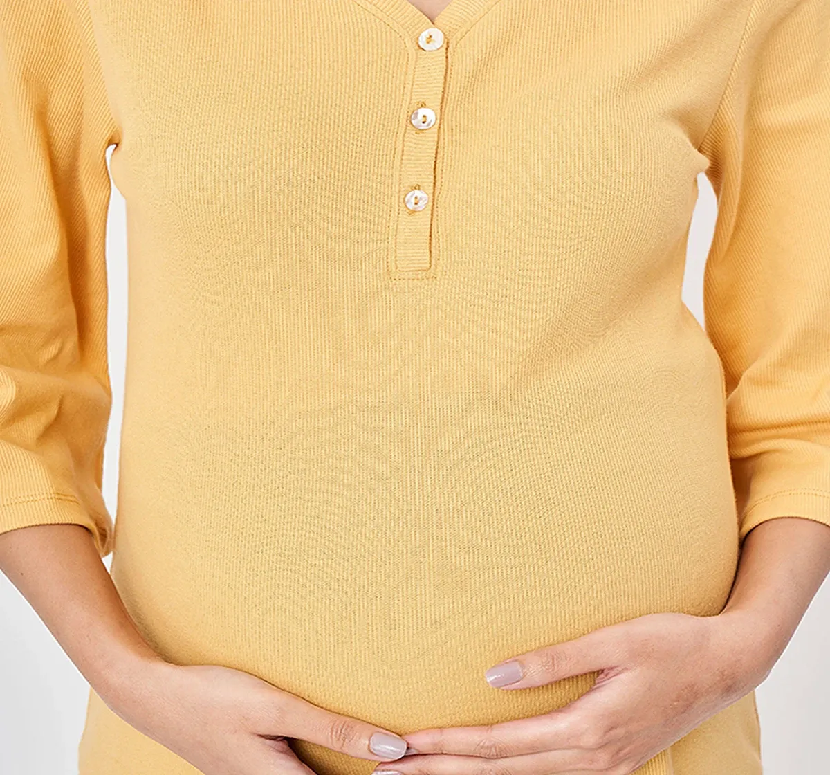 Maternity Flared Full Sleeves T-Shirt -Mustard