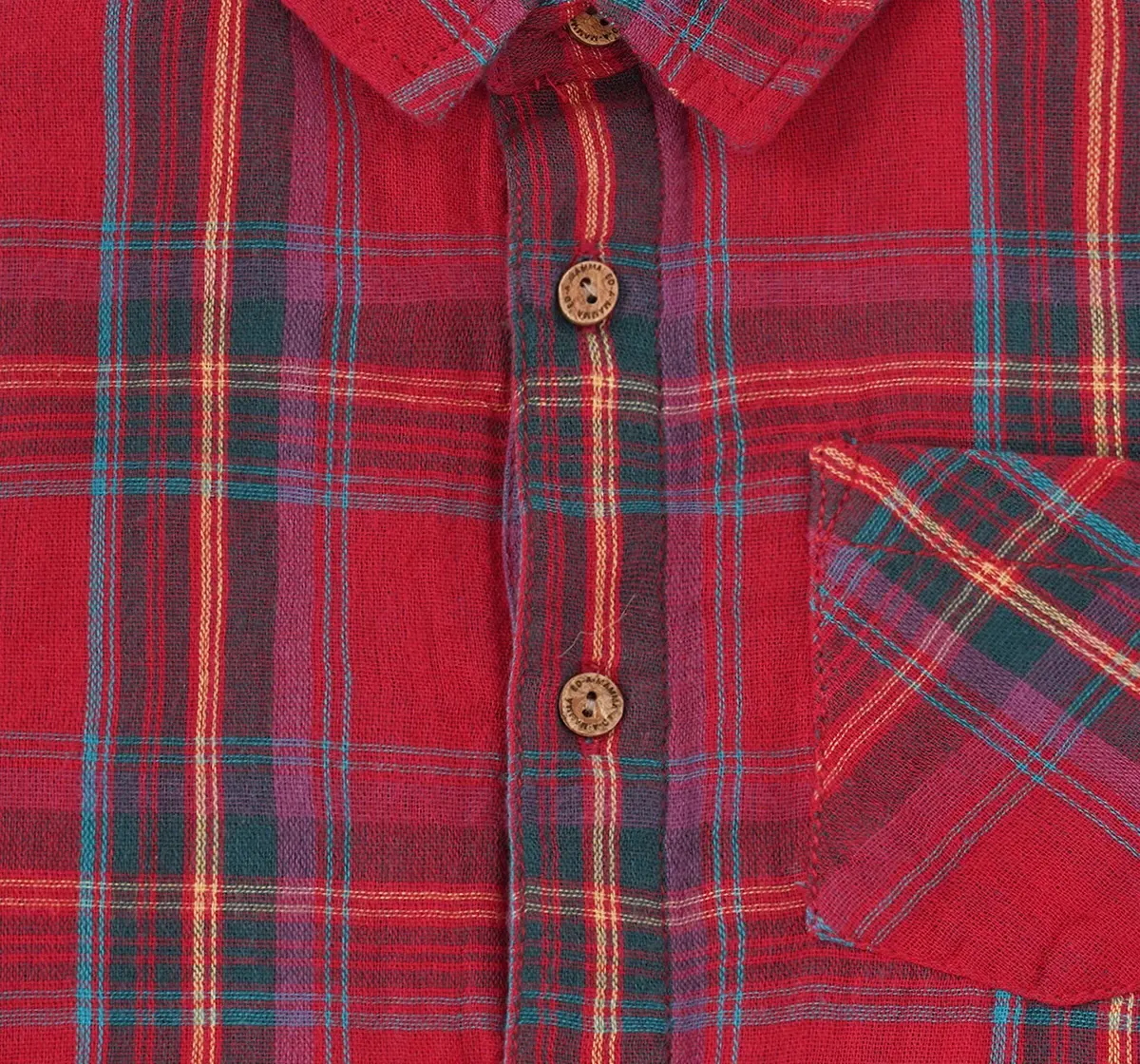 Boys Full Sleeves Checkered Shirt