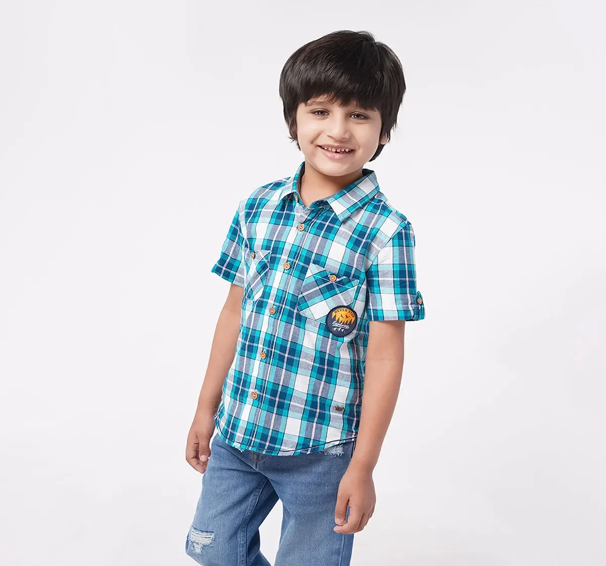 Boys Half Sleeves Checkered Shirt