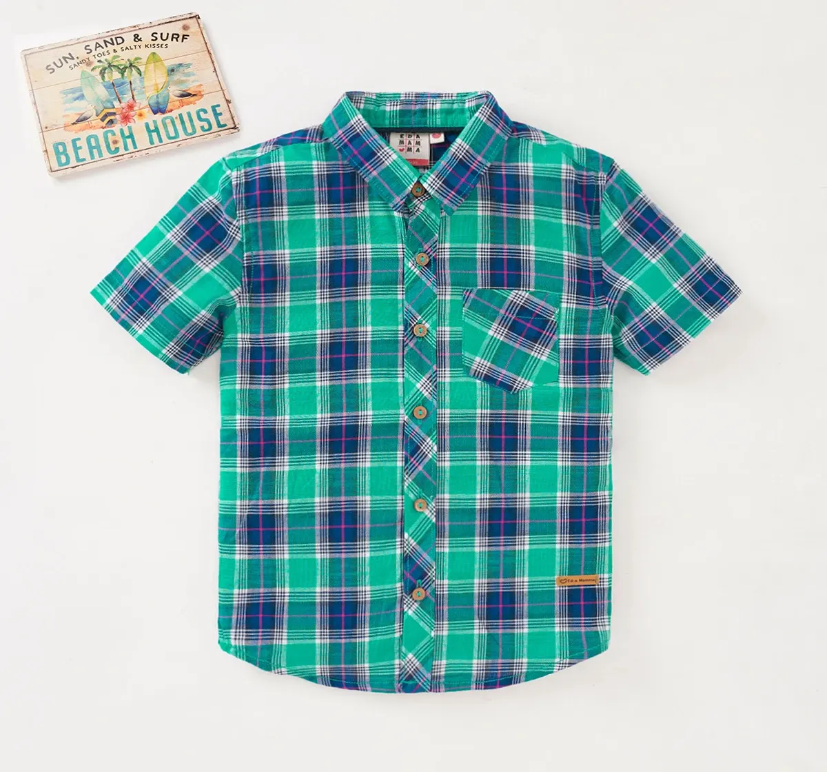 Boys Half Sleeves Checkered Shirt