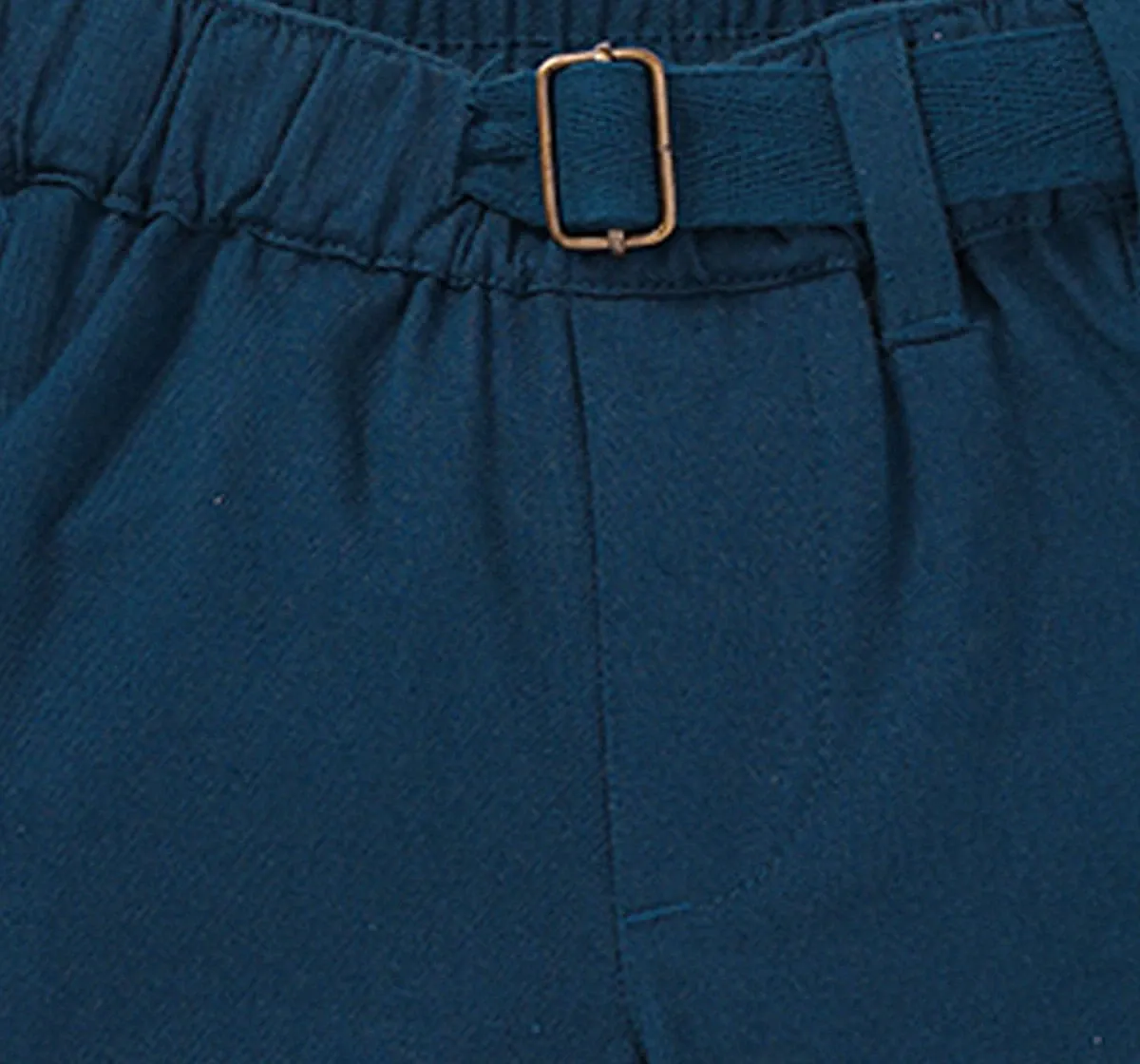 Boys Solid Shorts With Buckle