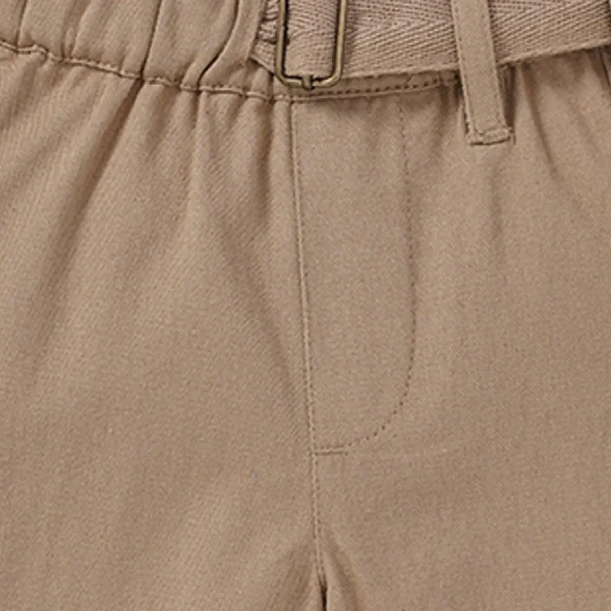 Boys Solid Shorts With Buckle