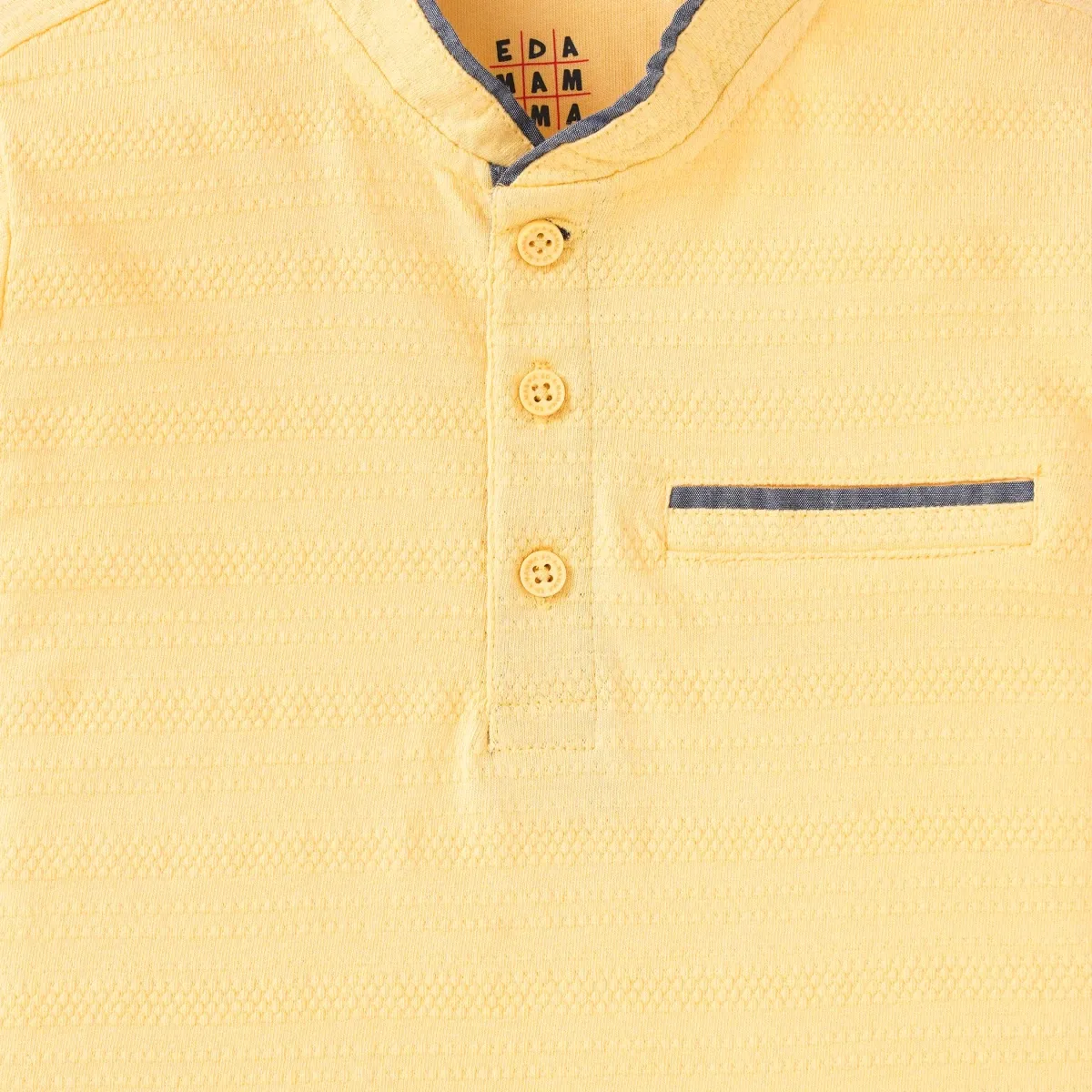 Boys Textured Tee With Chambray Collar