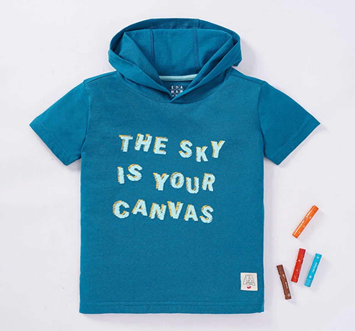 Boys Hooded Tee With Chest Print