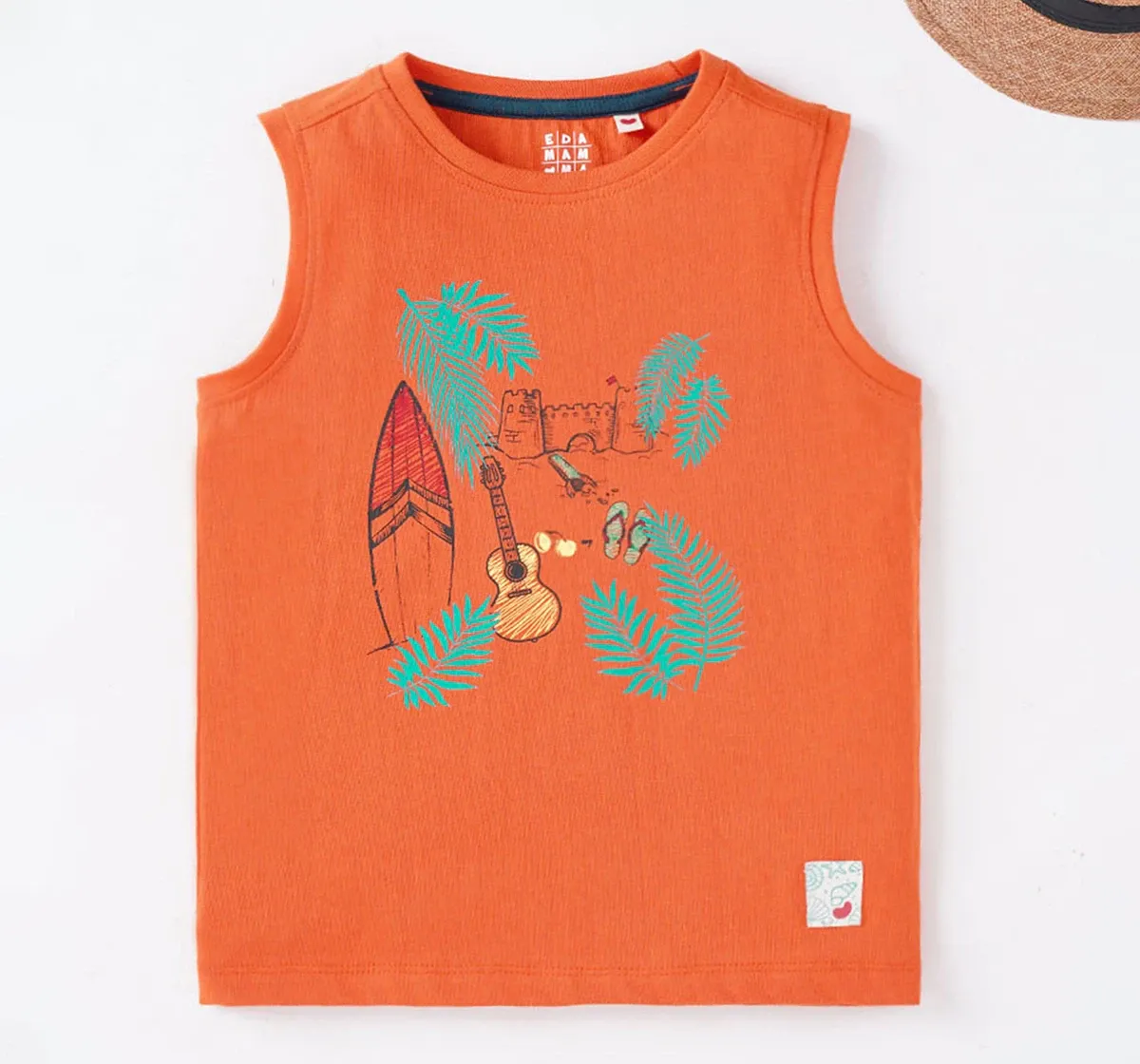 Boys Beach Print Sleeveless Tee