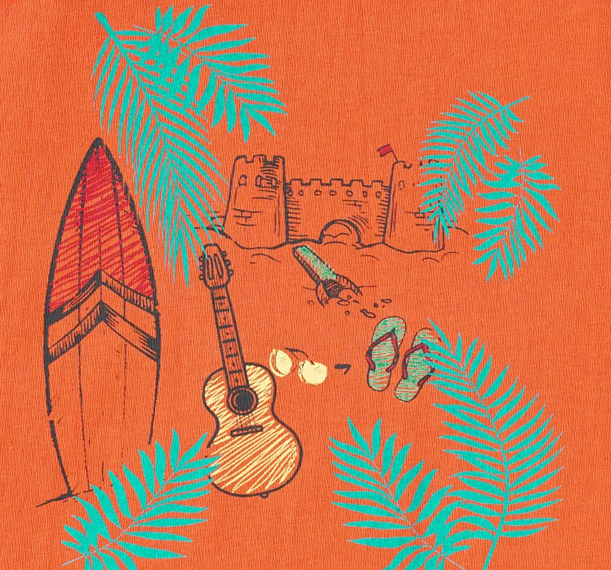 Boys Beach Print Sleeveless Tee
