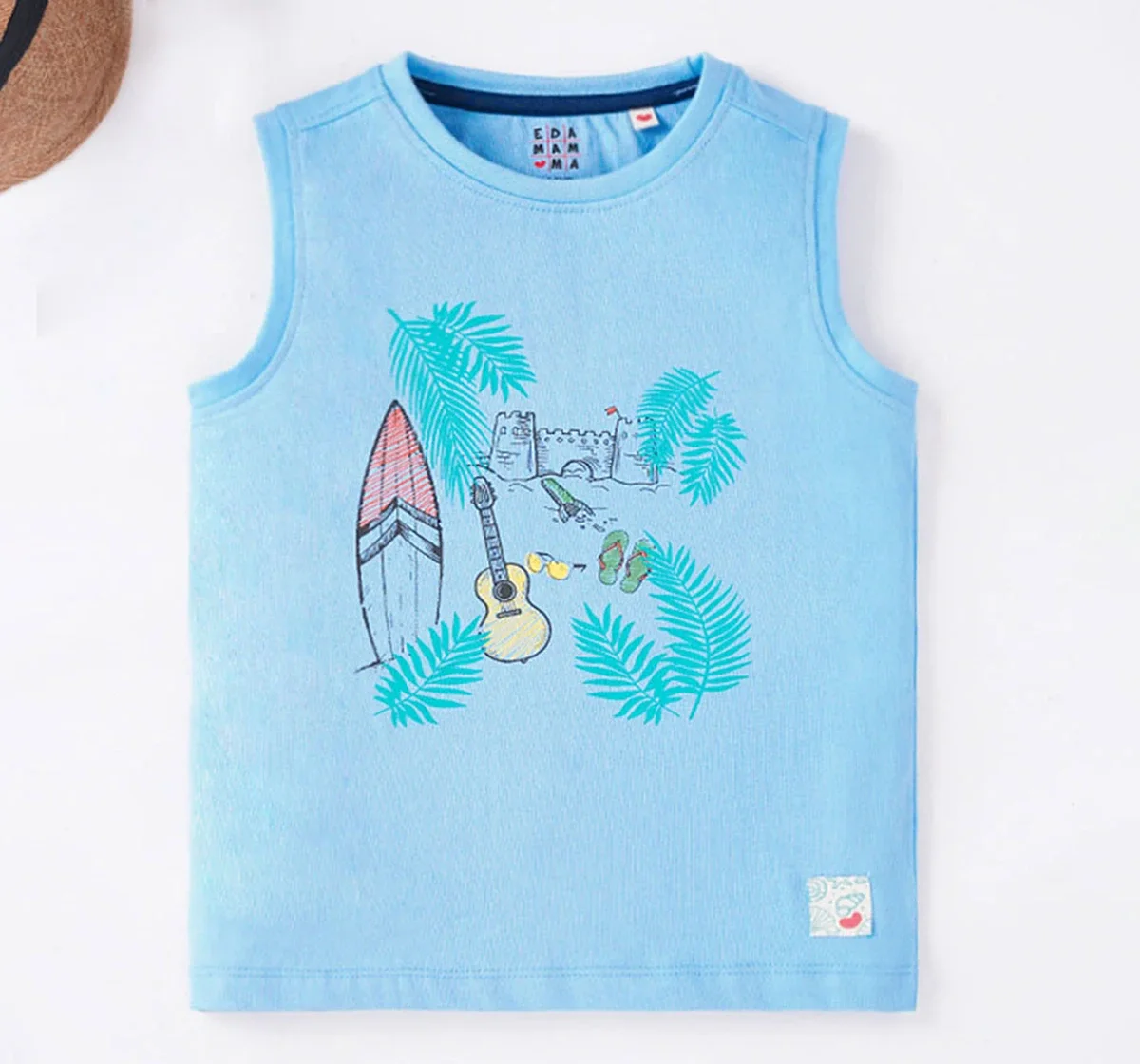 Boys Beach Print Sleeveless Tee