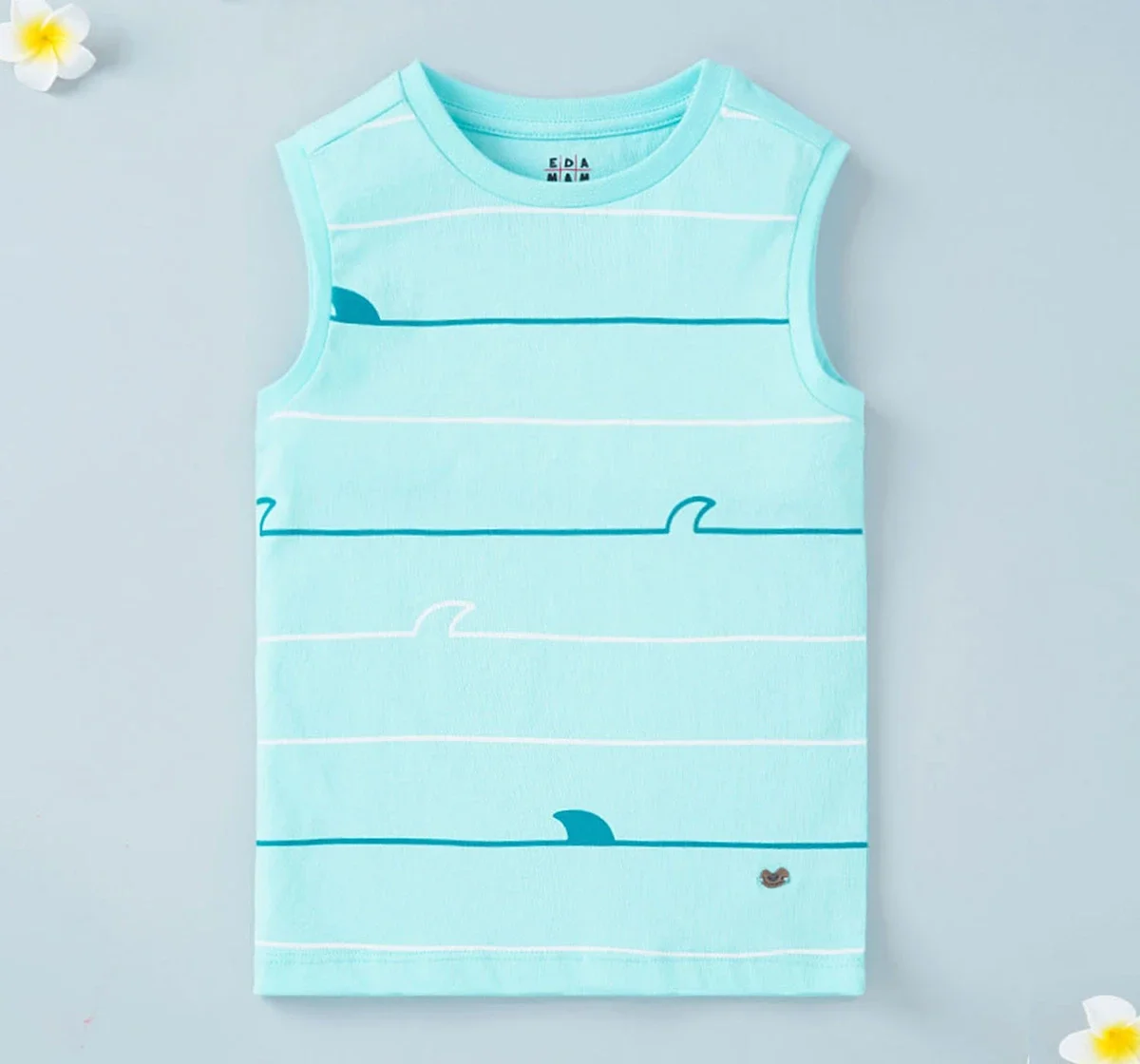 Boys Shark Stripe Print Vest Tee