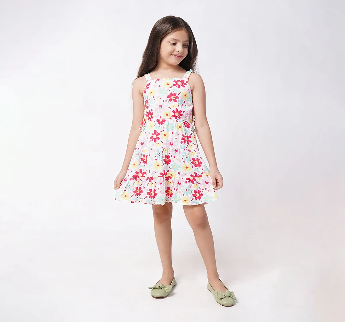 Girls Strappy Floral Dress