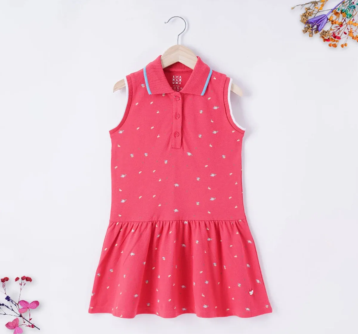 Girls Floral Printed Collar Dress
