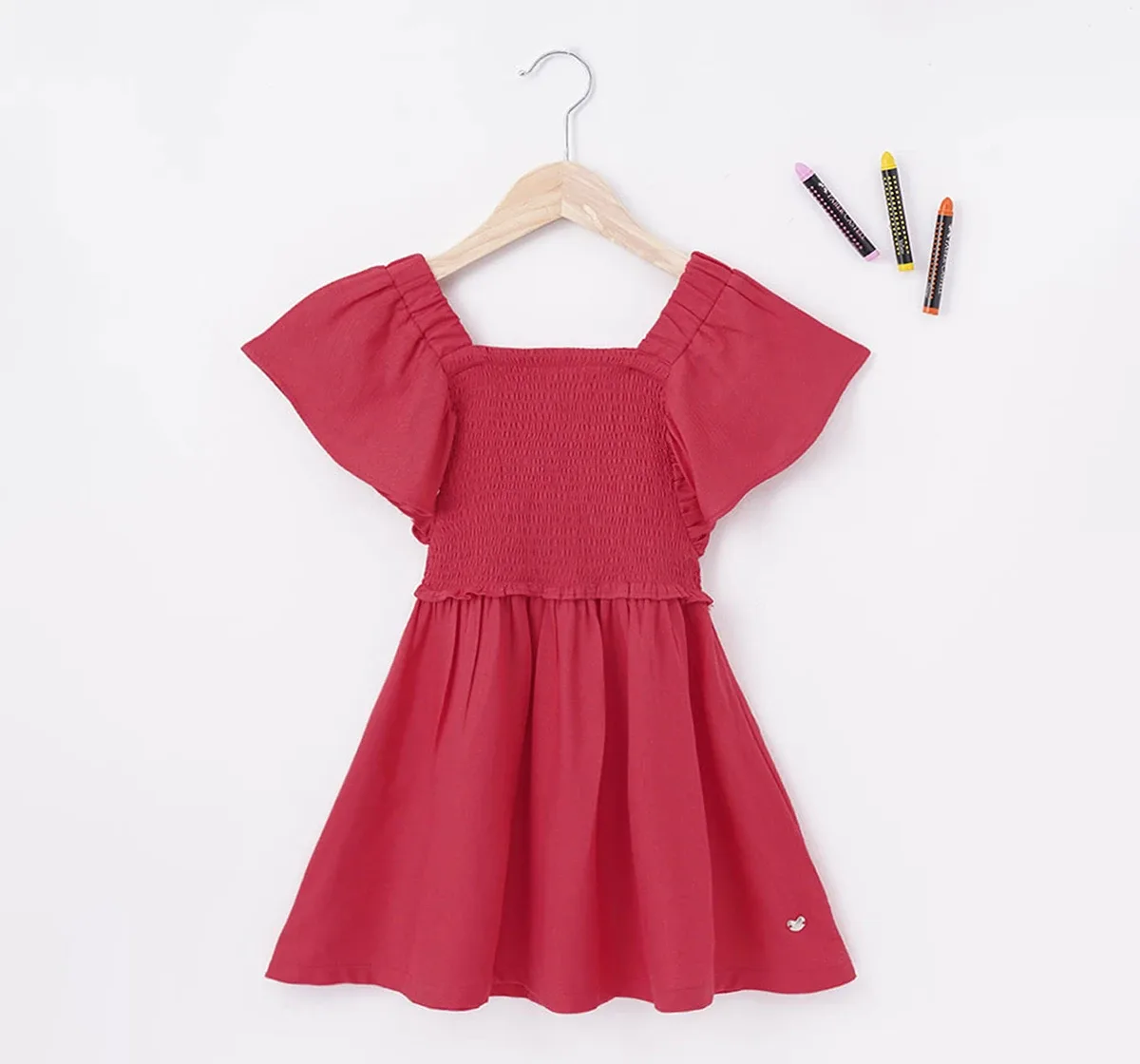 Girls Smocking Dress With Puff Sleeves